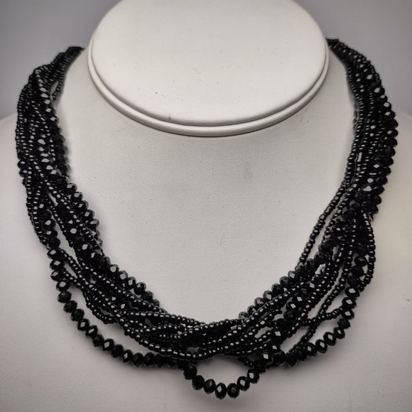 Jewelry - 👍 8 for $30 Vintage Glass Beaded Multi Strand Braided Choker Magnetic Clasp 17"